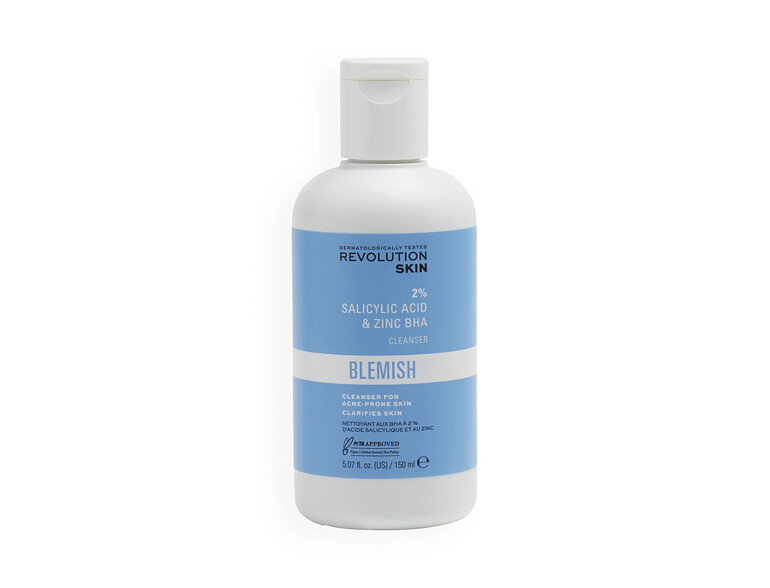 Gel detergente Revolution Skincare Blemish 2% Salicylic Acid & Zinc BHA Cleanser 150 ml