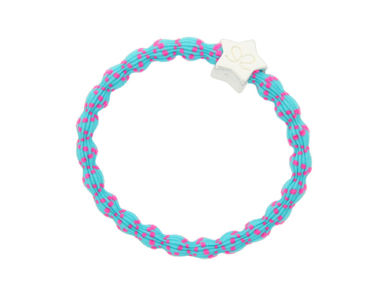Haargummi By Eloise London Silver Star Pink on Blue 1 St. Pink on Blue