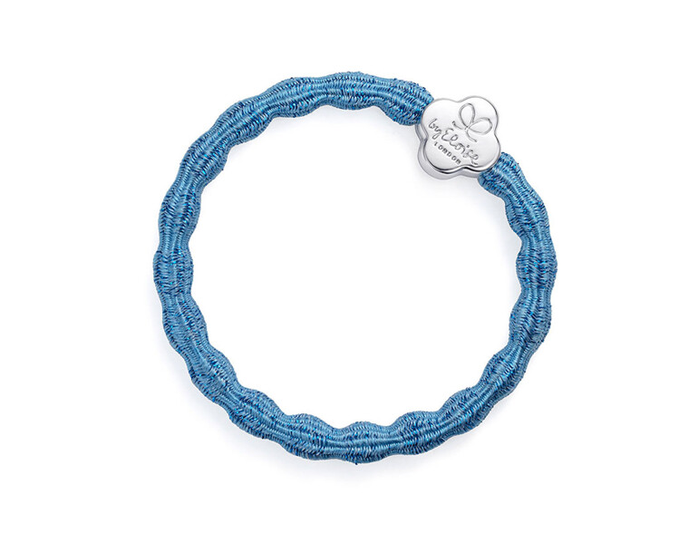 Haargummi By Eloise London Metallic Silver Quatrefoil Sky Blue 1 St. Sky Blue