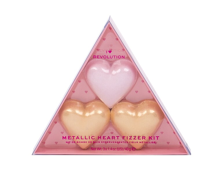 Badebombe I Heart Revolution Heart Metallic Bath Fizzer Kit 40 g Rose Sets