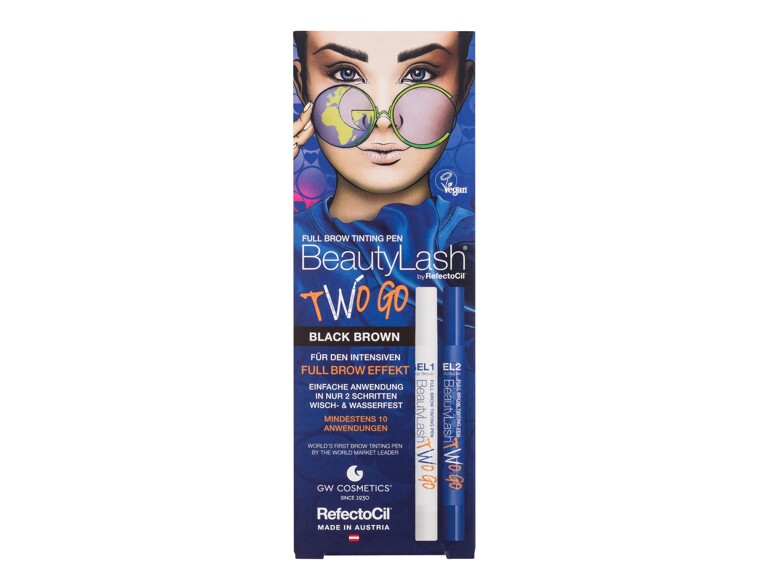 Augenbrauenfarbe RefectoCil BeautyLash Two Go Tinting Pen 1 Packung Black Brown Beschädigte Schachtel