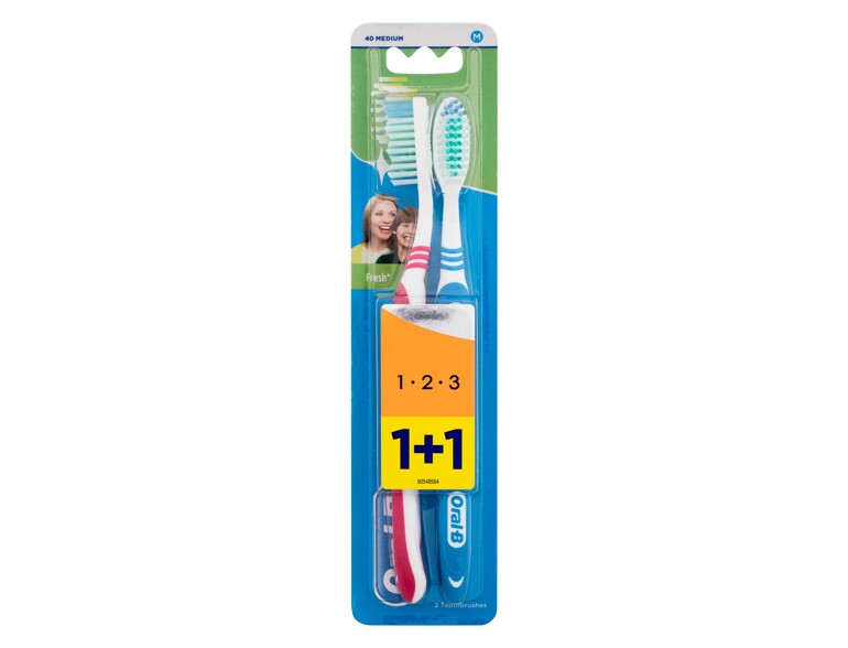 Spazzolino da denti Oral-B 1-2-3 Fresh Medium 2 St. confezione danneggiata