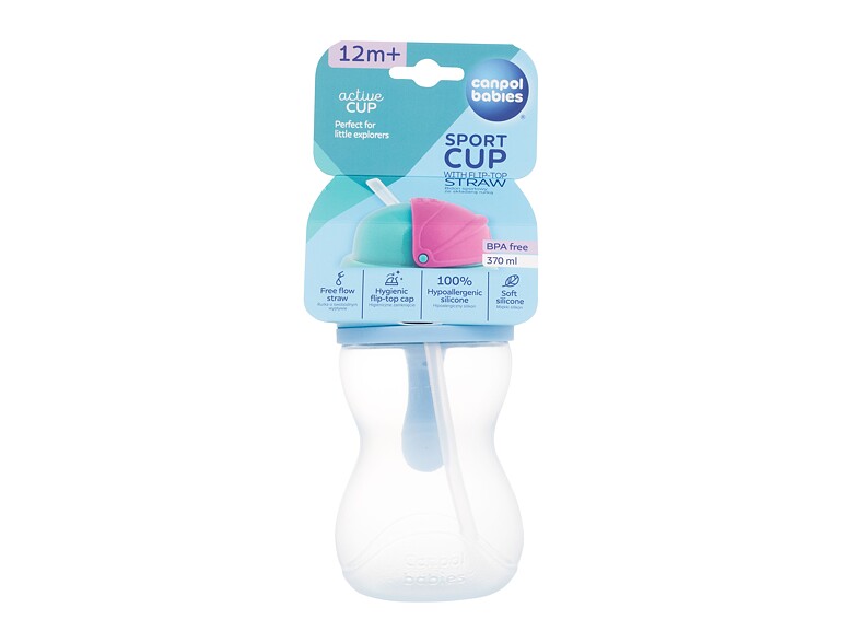 Trinkbecher Canpol babies Active Cup Sport Cup With Flip-Top Straw Blue 370 ml
