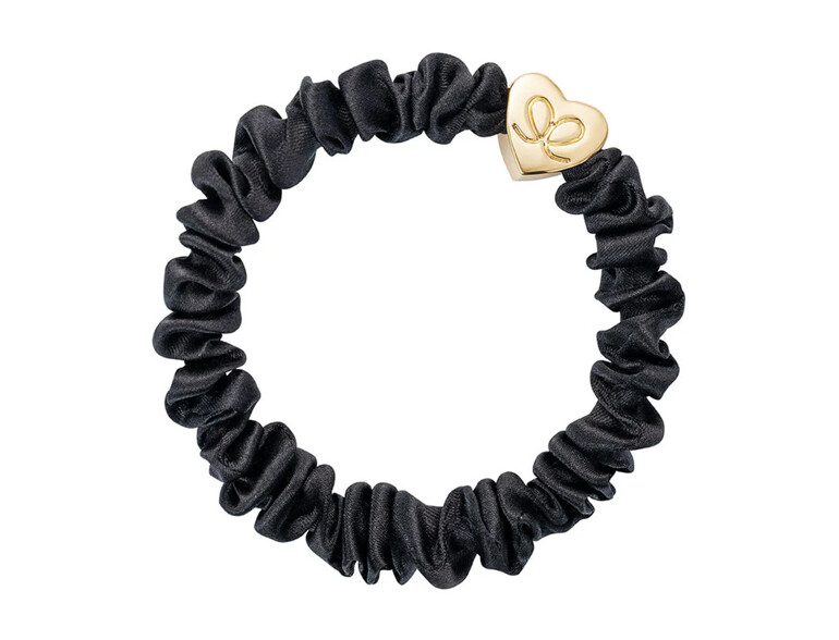 Haargummi By Eloise London Skinny Silk Scrunchie Gold Heart 1 St. Black