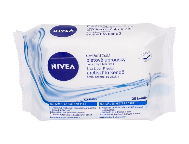 Lingettes nettoyantes Nivea Cleansing Wipes Refreshing 3in1 25 St.