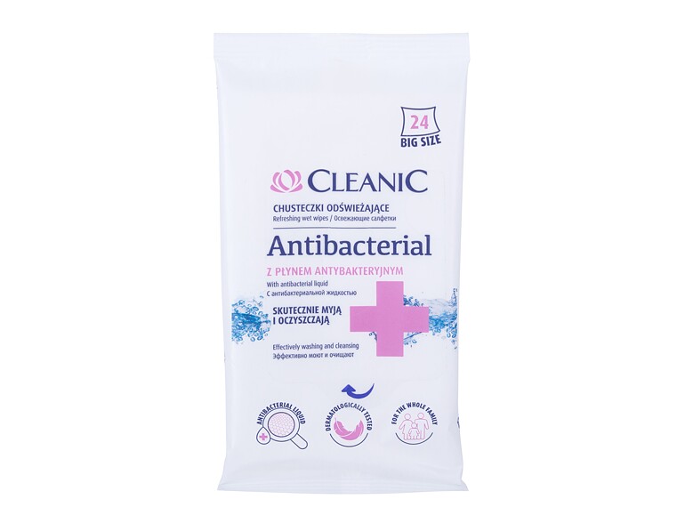 Produit antibactérien Cleanic Antibacterial Refreshing Wet Wipes 24 St.
