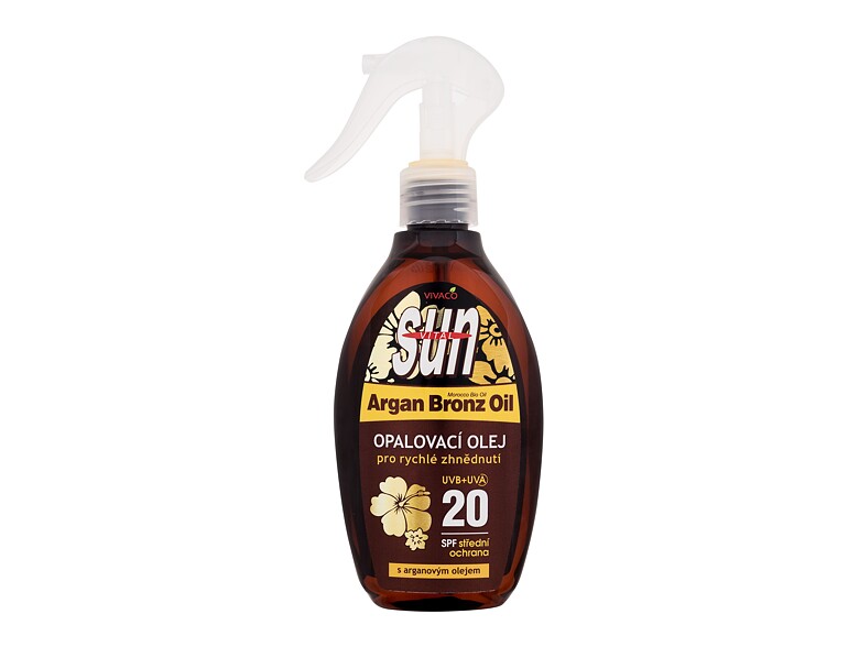 Protezione solare corpo Vivaco Sun Argan Bronz Suntan Oil SPF20 200 ml flacone danneggiato