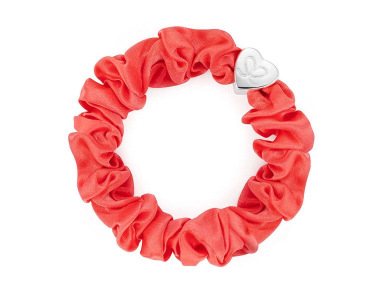 Haargummi By Eloise London Silk Scrunchie Silver Heart 1 St. Neon Peach