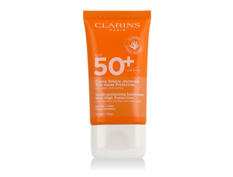 Sonnenschutz fürs Gesicht Clarins Sun Care Youth-Protecting Face Sunscreen SPF50+ 50 ml