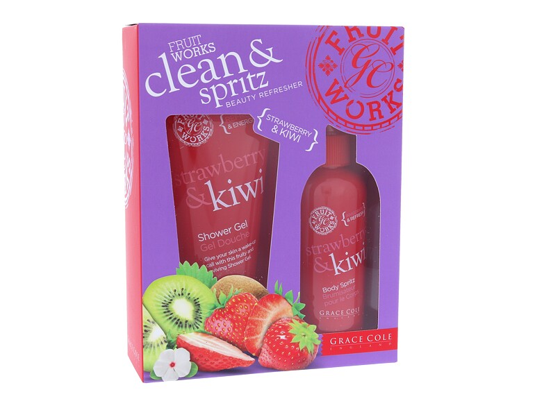 Gel douche Grace Cole Fruit Works Strawberry & Kiwi 100 ml Sets
