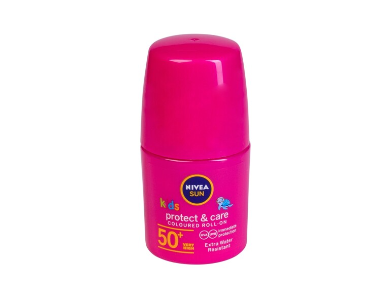 Protezione solare corpo Nivea Sun Kids Protect & Care Coloured Roll-On SPF50+ 50 ml Pink
