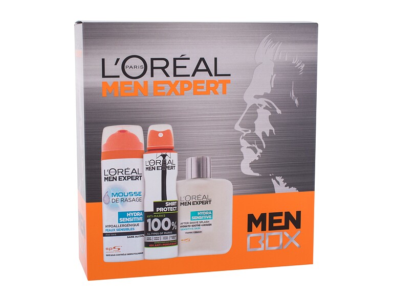 Lotion après-rasage L'Oréal Paris Men Expert Hydra Sensitive 100 ml boîte endommagée Sets