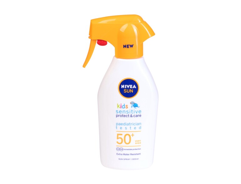 Sonnenschutz Nivea Sun Kids Protect & Care Sensitive Sun Spray SPF50+ 300 ml Beschädigtes Flakon