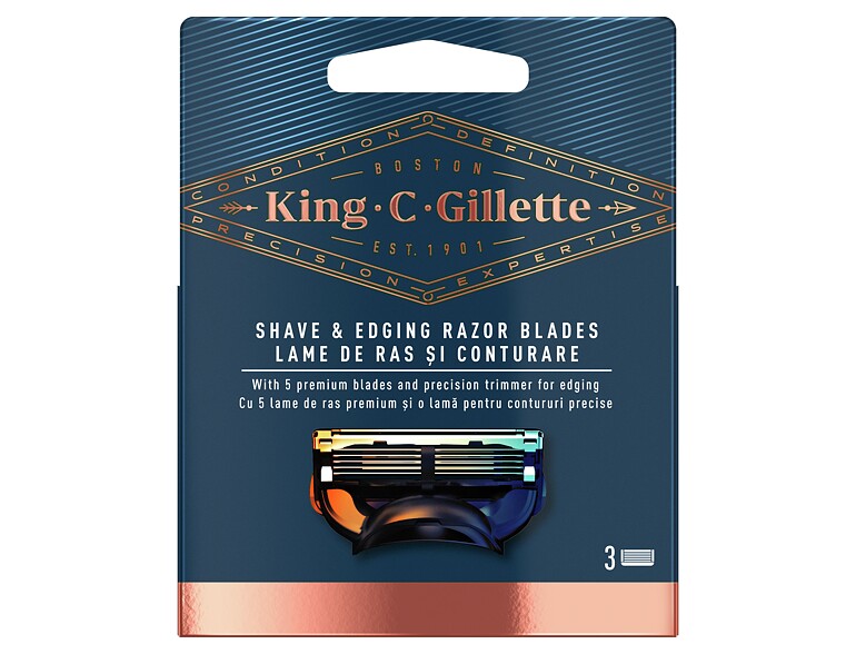 Lame de rechange Gillette King C. Shave & Edging Razor Blades 3 St.