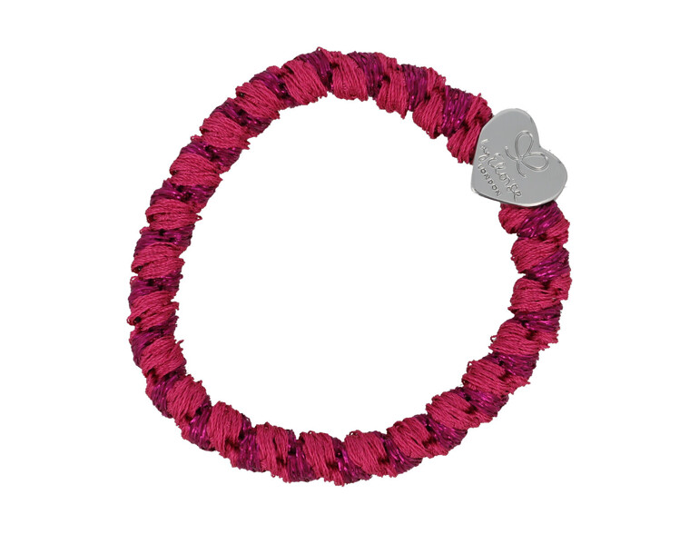 Haargummi By Eloise London Woven Silver Heart Magenta 1 St.