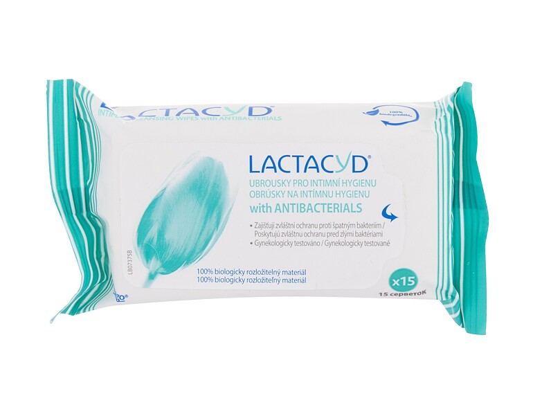 Igiene intima Lactacyd Pharma Antibacterial Cleansing Wipes 15 St.