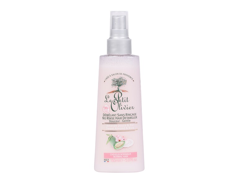 Spray curativo per i capelli Le Petit Olivier Sweet Almond & Rice No Rinse Hair Detangler Soft 150 m