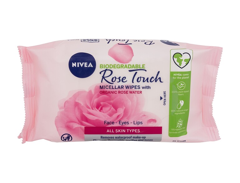 Reinigungstücher  Nivea Rose Touch Micellar Wipes With Organic Rose Water 25 St.