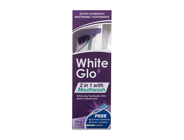 Dentifrice White Glo 2 in 1 with Mouthwash 100 ml boîte endommagée