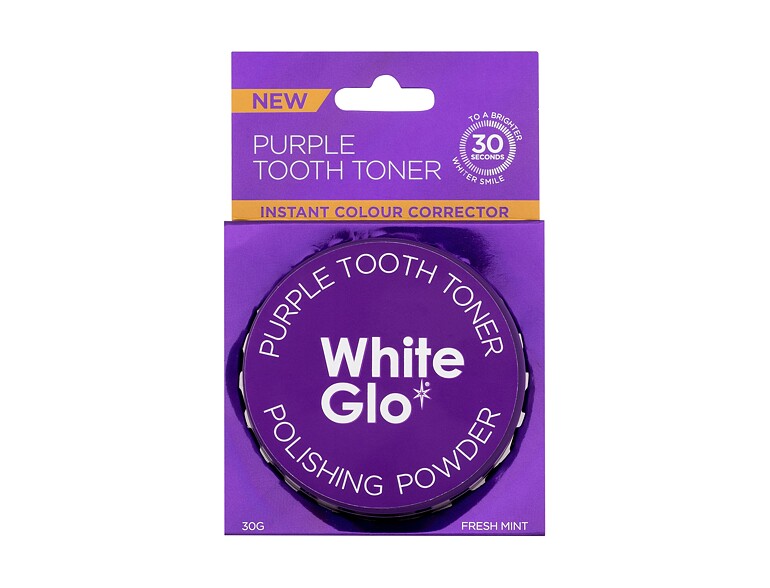 Zahnbleaching White Glo Purple Tooth Toner Polishing Powder 30 g Beschädigte Schachtel