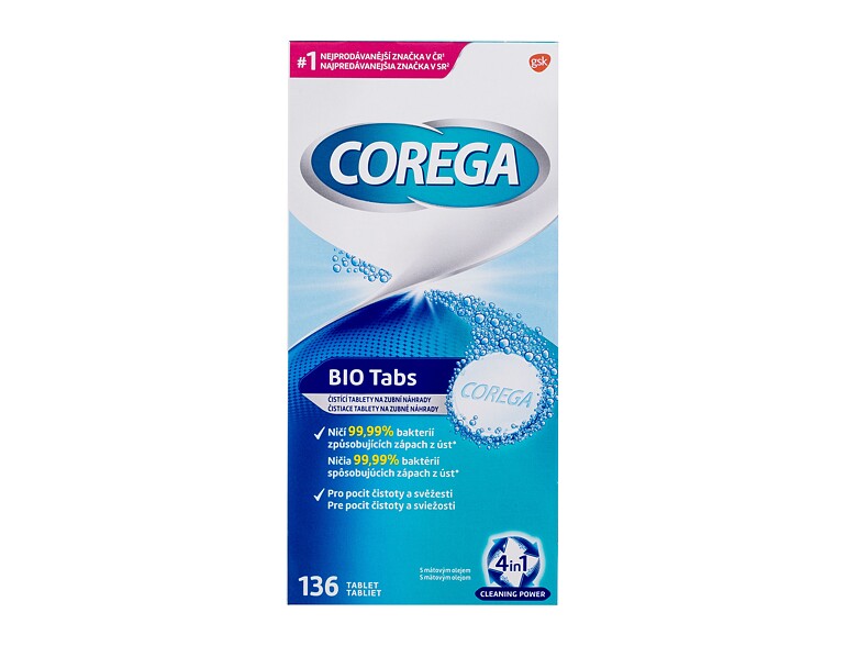Reinigungstabletten und Lösungen Corega Tabs Bio 136 St. Beschädigte Schachtel