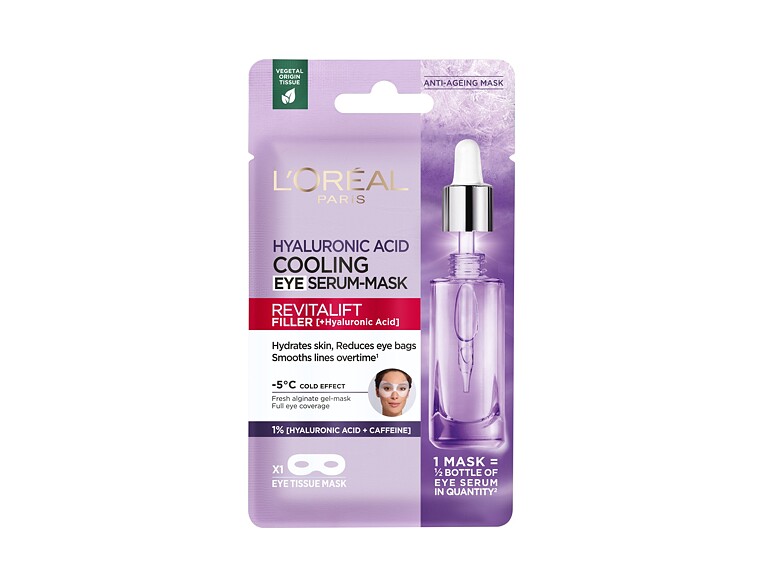 Masque yeux L'Oréal Paris Revitalift Filler HA Cooling Tissue Eye Serum-Mask 11 g