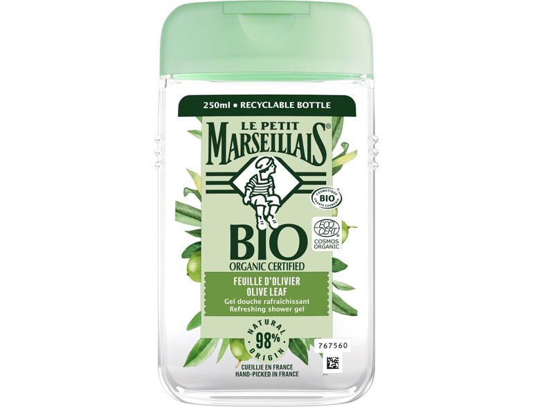 Gel douche Le Petit Marseillais Bio Organic Certified Olive Leaf Refreshing Shower Gel 250 ml