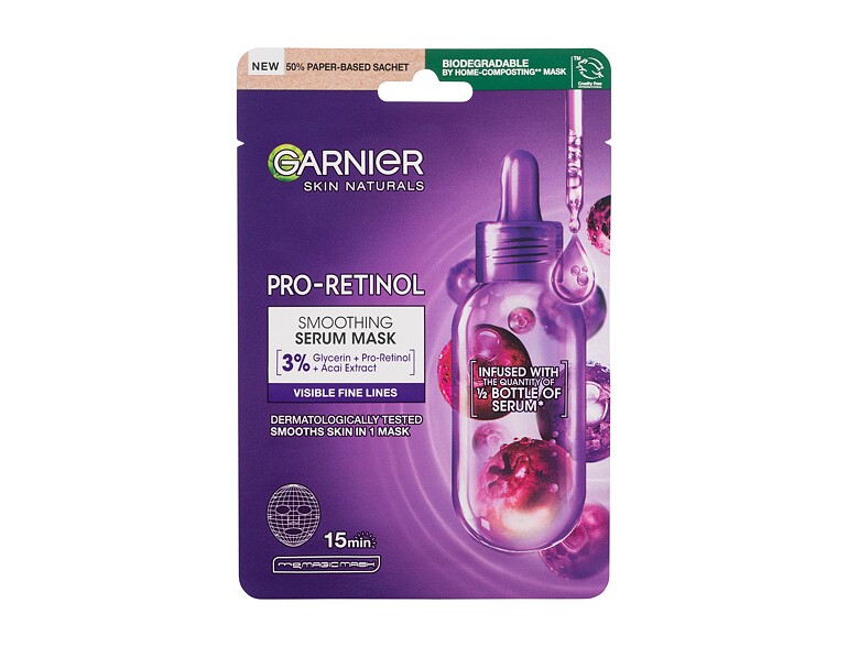 Masque visage Garnier Skin Naturals Pro-Retinol Smoothing Serum Mask 22 g