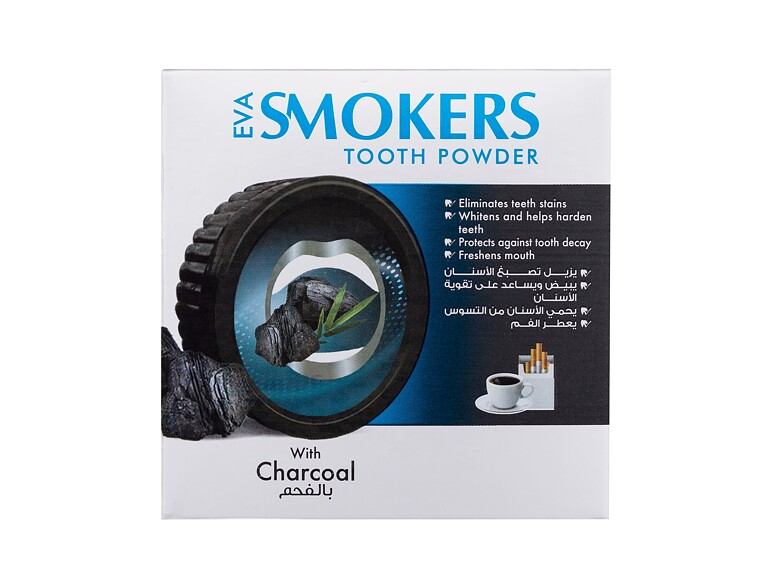 Zahnbleaching Eva Cosmetics Eva Smokers Tooth Powder With Charcoal 40 g Beschädigte Schachtel