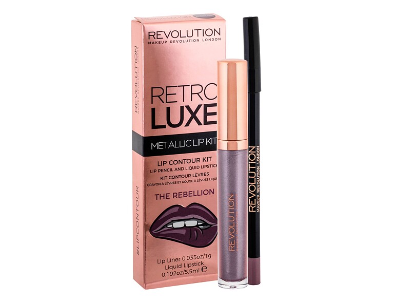 Rossetto Makeup Revolution London Retro Luxe Metallic Lip Kit 5,5 ml The Rebellion scatola danneggia