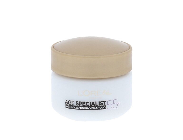 Crema contorno occhi L'Oréal Paris Age Specialist 55+ Adenosin & Caffeine Eye Cream 15 ml scatola da